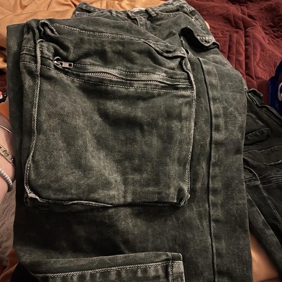 Fashion‎ Nova Cargo Pants Wide Leg Lot Of Pockets Women's Size 5 Light Gray Boho - Picture 4 of 13
